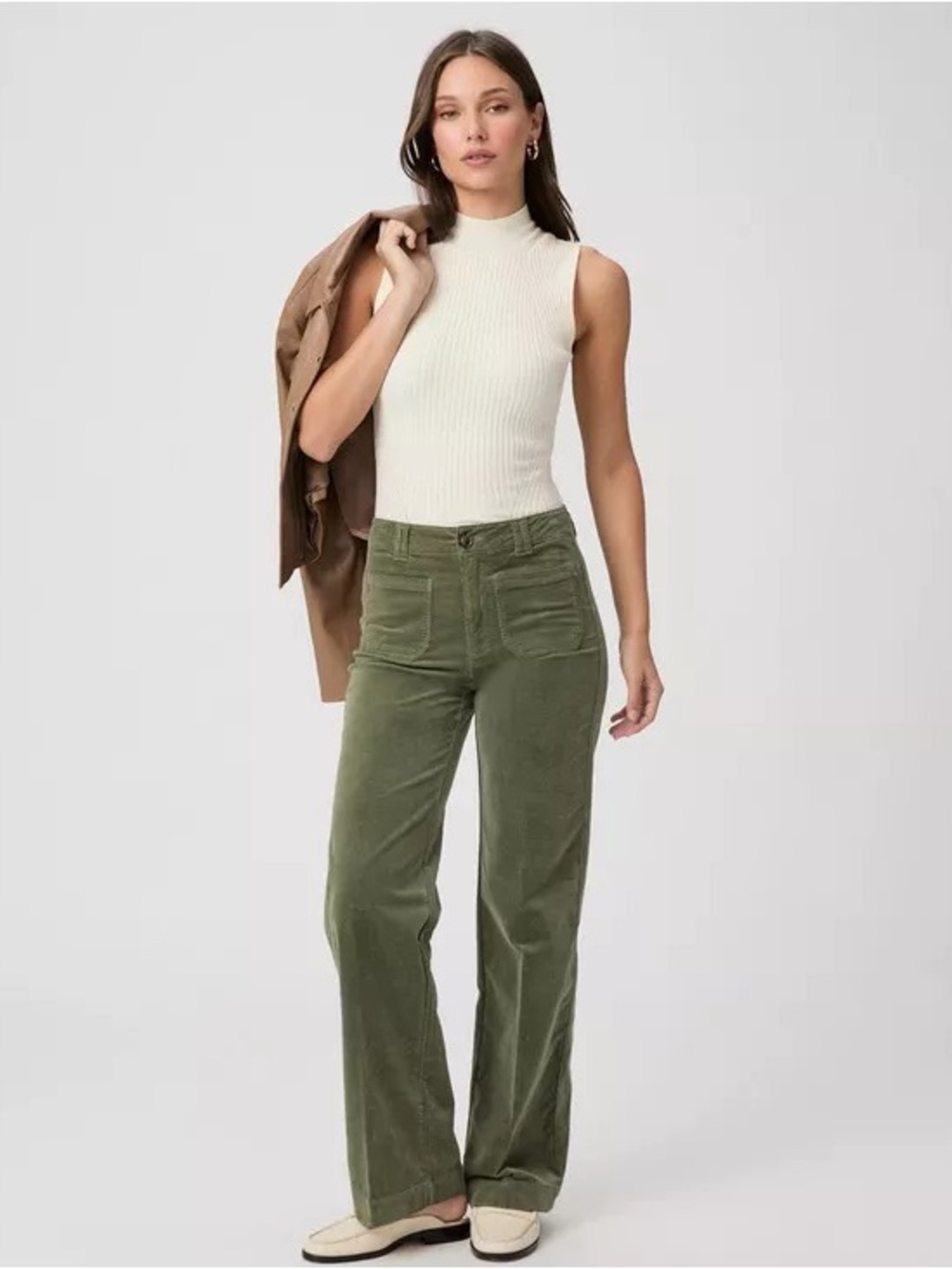 PAIGE Women's Corduroy Pants in Aloe Green Size 32